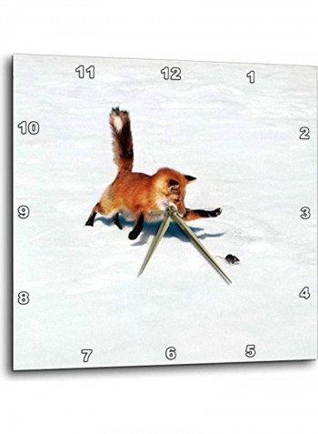 DPP 62613 1 Fox Hunting A Mouse In The Snow Wall Clock Multicolour 10x10inch