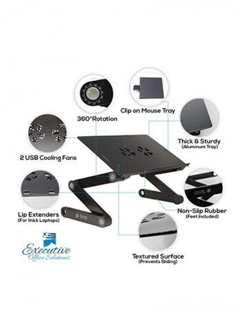 Portable Adjustable Aluminium Laptop Black
