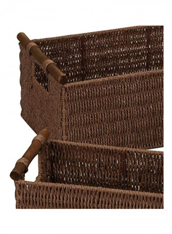 3-Piece Wicker Storage Basket Brown 6x14.5x9.5inch