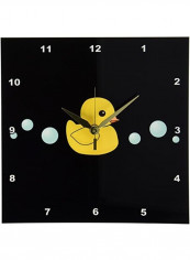 Cute Yellow Rubber Duckie Printed Wall Clock Yellow 10 x 10inch