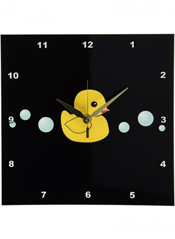 Cute Yellow Rubber Duckie Printed Wall Clock Yellow 10 x 10inch
