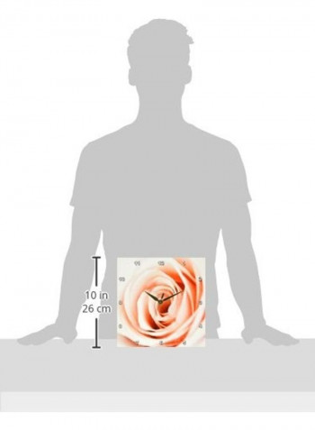 DPP_201091_1 a Wonderful Peach Rose with a Drawing Effect Wall Clock, 10 by 10-Inch Multicolour 10x10inch