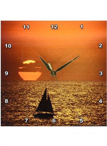 Sailboat At Sunset Printed Wall Clock Multicolour 10 x 10inch