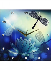 DPP 210922 1 Translucent Shimmering Dragonflies Wall Clock Multicolour 10 x10inch