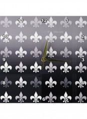 DPP 59112 1 Fleur De Lis Retro Art Vintage French Wall Clock Black/White 10x10inch