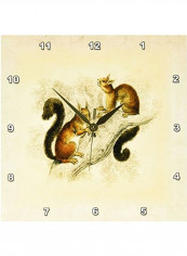 DPP 61986 1 Bushy Tailed Vintage Squirrels Wall Clock Multicolour 10x10inch