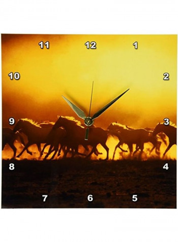 DPP 93418 1 Wild Kiger Mustang Horse Kicking Up Wall Clock Multicolour 10x10inch