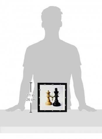 King N Queen Of Chess Printed Wall Clock Multicolour 10 x 10inch