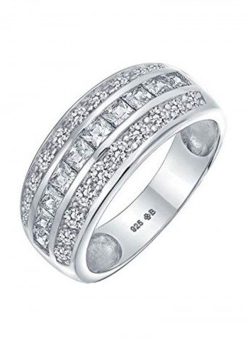 925 Sterling Silver Cubic Zirconia Studded Ring