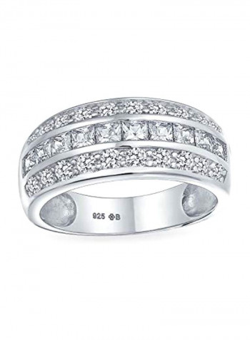 925 Sterling Silver Cubic Zirconia Studded Ring