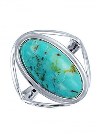 925 Sterling Silver Oval Stone Studded Ring