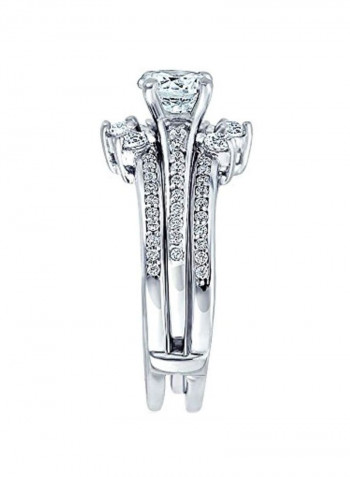 Set Of 3 925 Sterling Silver Cubic Zirconia Studded Rings