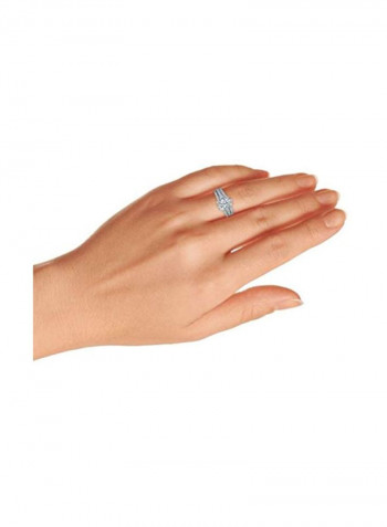 Set Of 3 925 Sterling Silver Cubic Zirconia Studded Rings