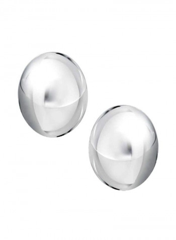 925 Sterling Silver Half Round Ball Clip On Earrings