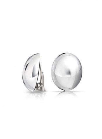 925 Sterling Silver Half Round Ball Clip On Earrings