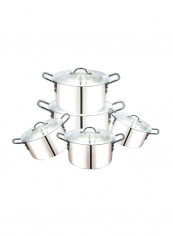 5-Piece Cooking Pot Set Silver 20x12, 23x14, 26x15, 28x15.5, 30x16cm