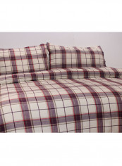 Highland Duvet Cover With Pillowcase Fabric Beige/Maroon 200 x 200centimeter