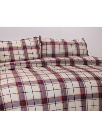 Highland Duvet Cover With Pillowcase Fabric Beige/Maroon 200 x 200centimeter
