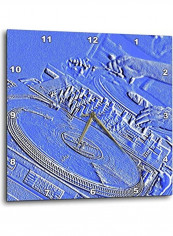 Music Dj Spinning Discs Wall Clock Blue 10x10inch