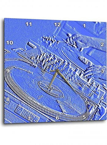 Music Dj Spinning Discs Wall Clock Blue 10x10inch