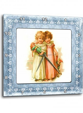 Victorian Girls And Their Dolls Printed Analog Wall Clock Multicolour 10x10x0.1inch