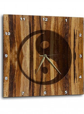 Ying And Yang Printed Analog Wall Clock Brown/Black 10x10x0.1inch
