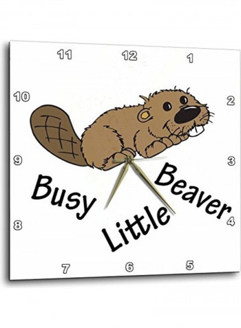 Busy Little Beaver Wall Clock Multicolour 10 X 10inch