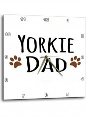 Yorkie Dog Dad Brown Paw Prints Wall Clock White/Black 10 X 10inch