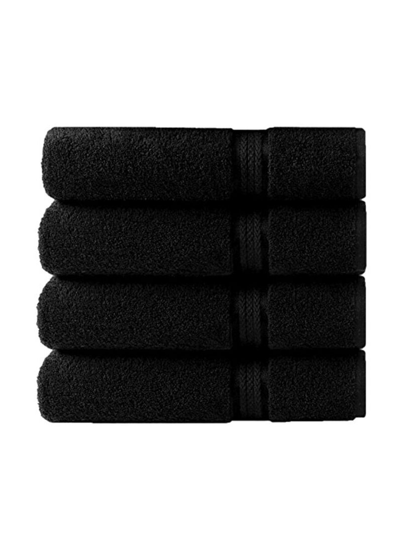 4-Piece Bath Towels Set Black 30x54inch