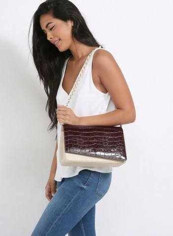 Comico Code Crossbody Bag Beige/Red Wine
