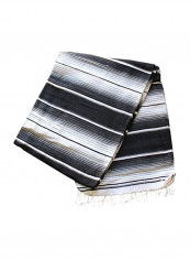 Serape Beach Blanket Black/White/Grey 82x62inch
