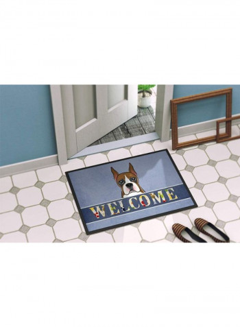 Boxer Welcome Indoor/Outdoor Mat Black/Silver 11 x 14inch