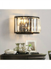 Mediterranean Wind Iron Crystal Wall Lamp Yellow 27x17x16centimeter