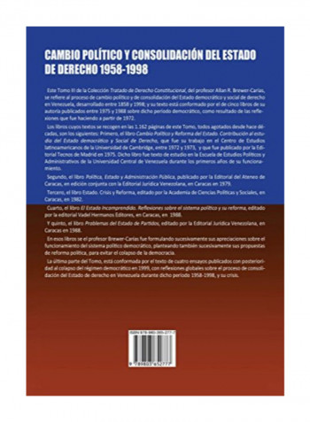 Cambio Politico y Consolidacion del Estado de Derecho 1958-1998 Paperback