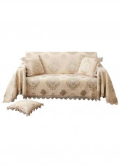 European Style Lace Jacquard Sofa Slipcover Beige/Green/Gold