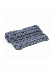 Chunky Knitted Blanket Polyester Dark Grey 36x10x34cm