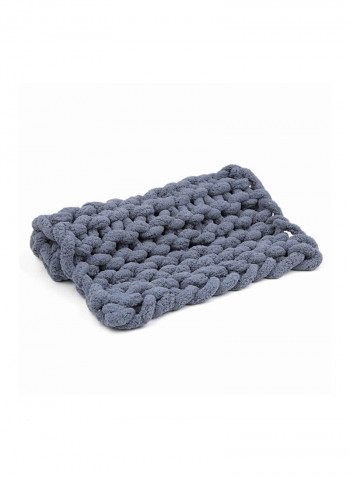 Chunky Knitted Blanket Polyester Dark Grey 36x10x34cm