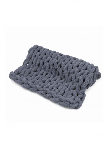 Chunky Knitted Blanket Polyester Dark Grey 36x10x34cm