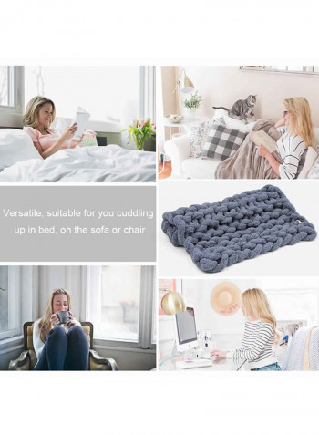 Chunky Knitted Blanket Polyester Dark Grey 36x10x34cm