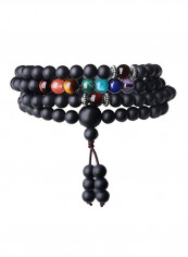 Brass 7 Chakras Rock Stone Crystal Reiki Healing Bead Bracelet