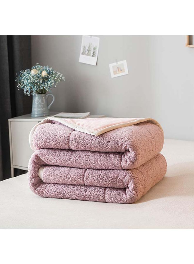 Solid Design Berber Fleece Warm Throw Blanket Cotton Purple 180x200centimeter