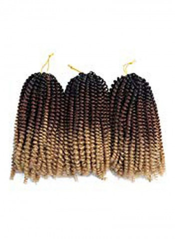 Pack Of 3 Crochet Braids Hair Extension Set Black/Brown/Blonde 8inch