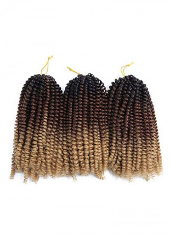 Pack Of 3 Crochet Braids Hair Extension Set Black/Brown/Blonde 8inch