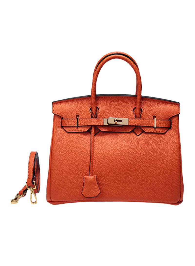 Classic Leather Satchel Bag Orange