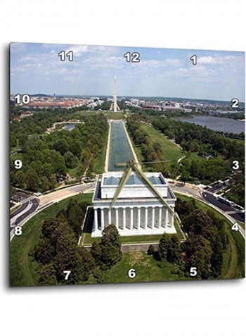 DPP 55351 1 Aerial View Of The Lincoln Memorial Wall Clock Multicolour 10x10inch