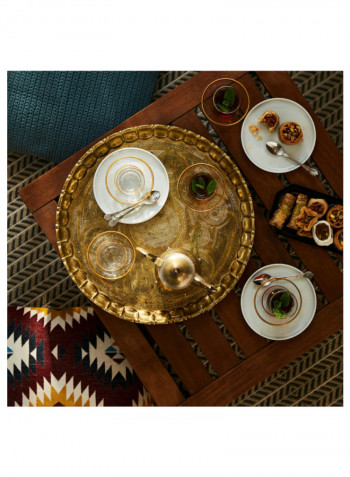 Outdoor Acacia Wooden Table Brown 24.75 x 24.75 x 11inch
