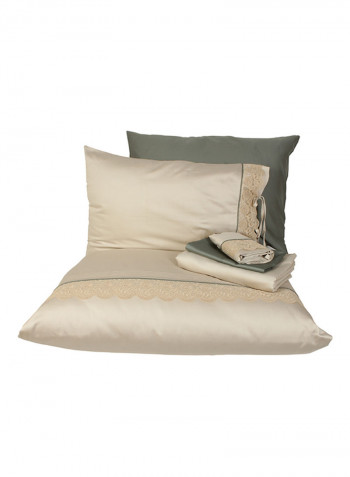 6-Piece Tuğsen Ecolarge Duvet Cover Set Cotton Beige Double