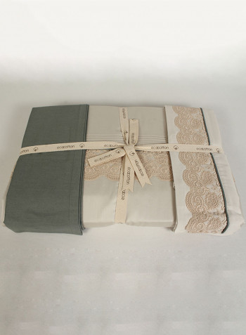 6-Piece Tuğsen Ecolarge Duvet Cover Set Cotton Beige Double