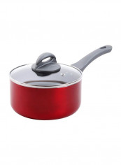 Non-Stick Aluminum Sauce Pan With Lid Red/Grey 7x9x4.5inch