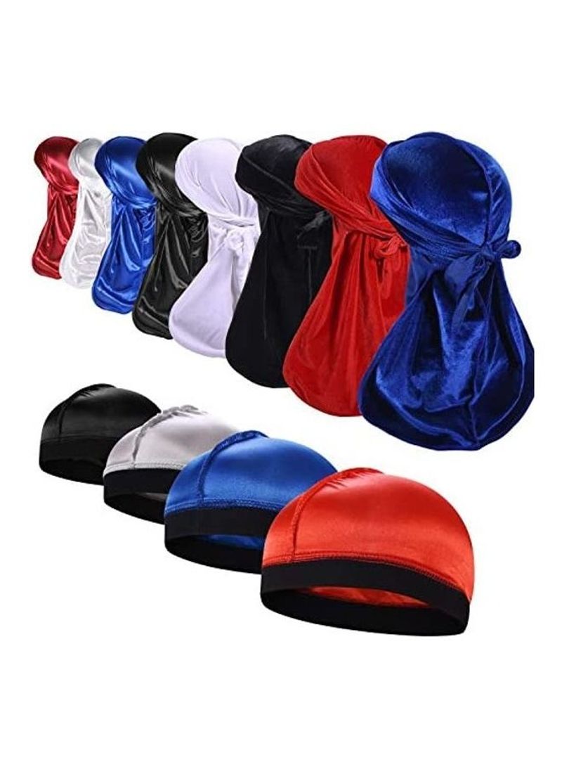 4 Silky And 4 Piece Velvet Durags With 4 Wave Cap Pack multicolour 38inch